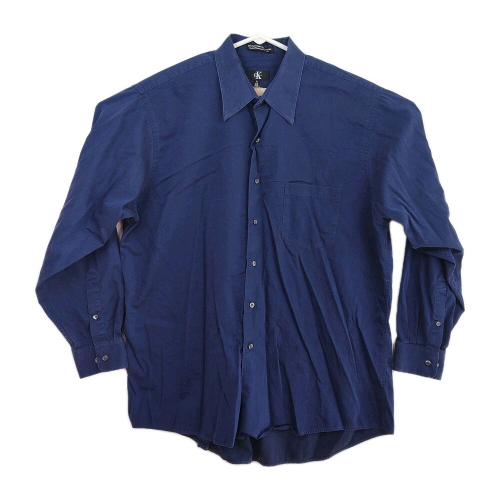 Calvin Klein men's button-up shirt, XL, 17 1/2, 34/35, blue, long sleeves VGC